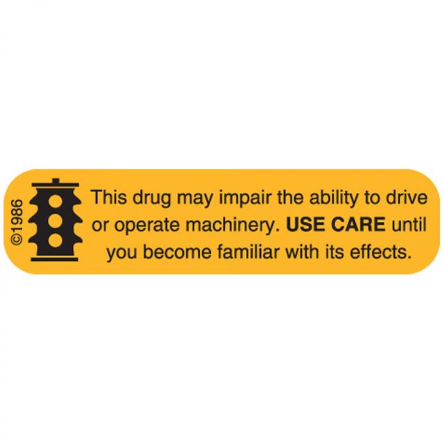 AUXILIARY WARNING LABEL - 1-9/16 X 3/8 -THIS DRUG MAY IMPAIR - 16W