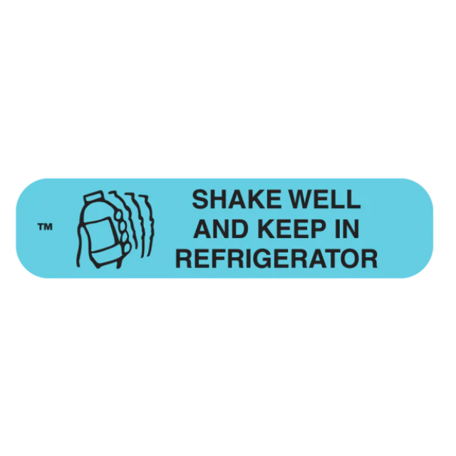 WARNING LABEL - 1-9/16 X 3/8 - SHAKE WELL AND KEEP IN REFRIGERATOR