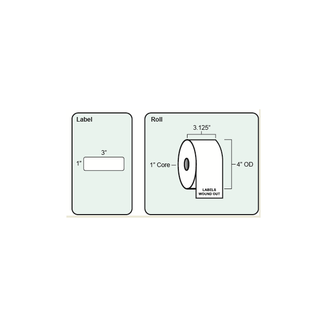 BLANK DIRECT THERMAL LABEL - 3 X 1 - 1310 LABELS/ROLL, 12 ROLLS/CASE - 88329