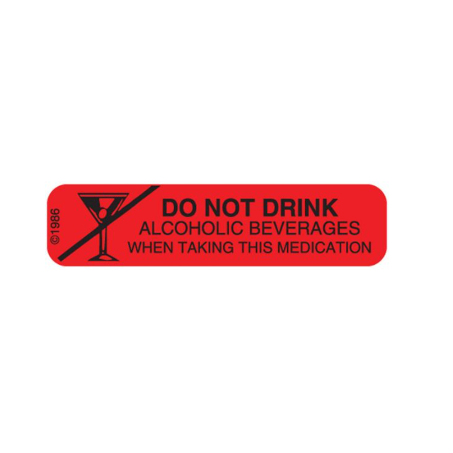 WARNING LABEL - 1-9/16 X 3/8 - DO NOT DRINK ALCOHOL