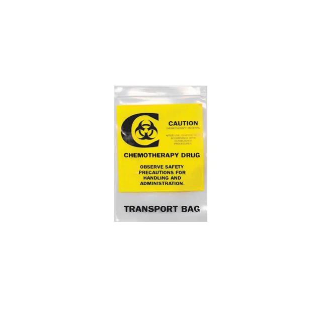 RECLOSABLE ZIP BAG - CHEMOTHERAPY DRUG TRANSPORT - 12 X 15, 4 MIL - 500/CASE - Q135