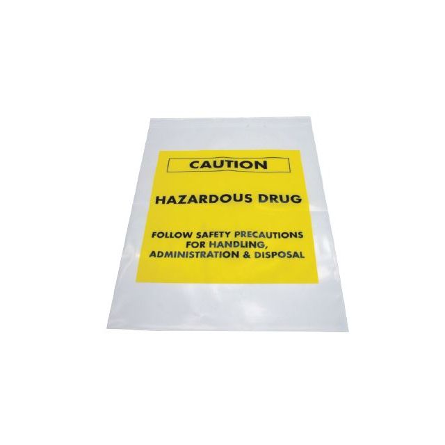 RECLOSABLE ZIP BAG - CAUTION HAZARDOUS DRUG - 12 X 15 - 4 MIL - 100/PACK - AMSH11215