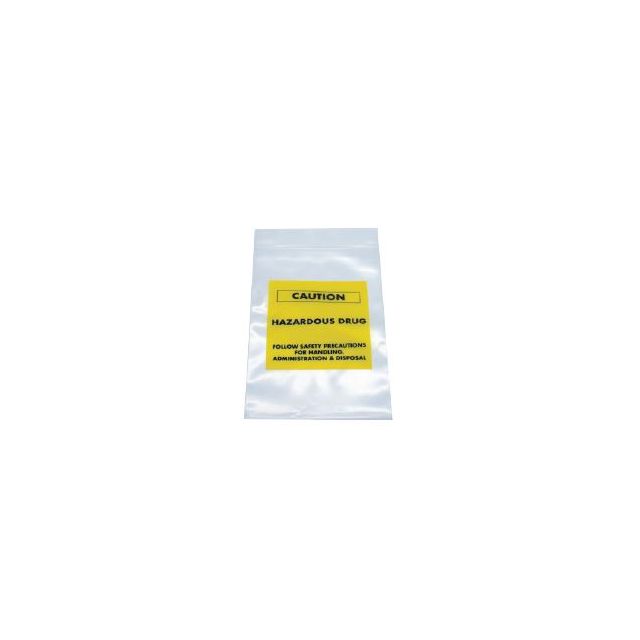 RECLOSABLE ZIP BAG - CAUTION HAZARDOUS DRUG - 4 X 6 - 4 MIL - 100/PACK - AMSH146