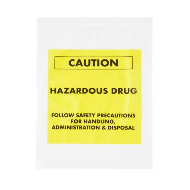 RECLOSABLE ZIP BAG - CAUTION HAZARDOUS DRUG - 9 X 12 - 4MIL - 100/PACK - AMSH1912