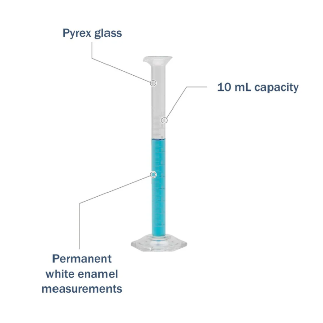 CYLINDER - METRIC SINGLE SCALE GRADUATED - GLASS - 10 ML