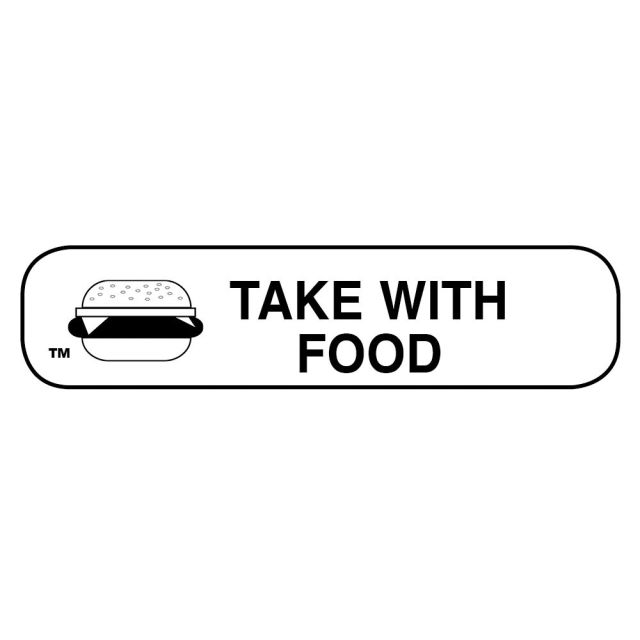 WARNING LABEL - 1-9/16 X 3/8 - TAKE WITH FOOD