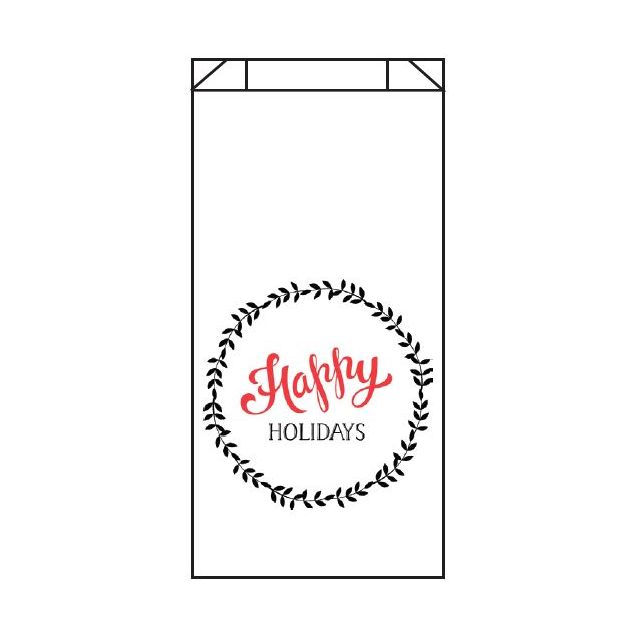 5X2X10 HAPPY HOLIDAYS WREATH BAG