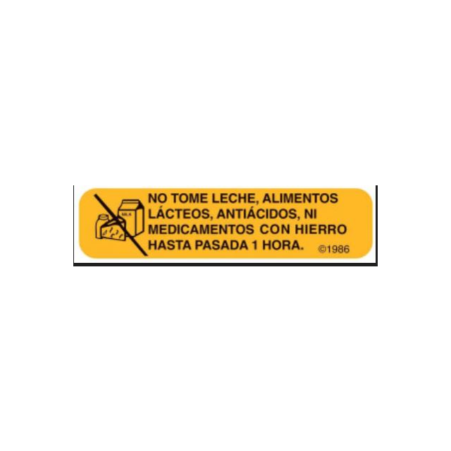 SPANISH VERSION WARNING LABEL 1-9/16 X 3/8 DO NOT TAKE DAIRY