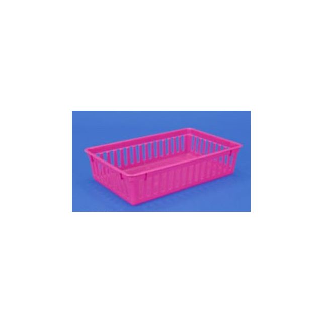 MESH PLASTIC BASKET - 6-1/2 X 10 X 2-1/2 - PINK - J51310-PK-LRG