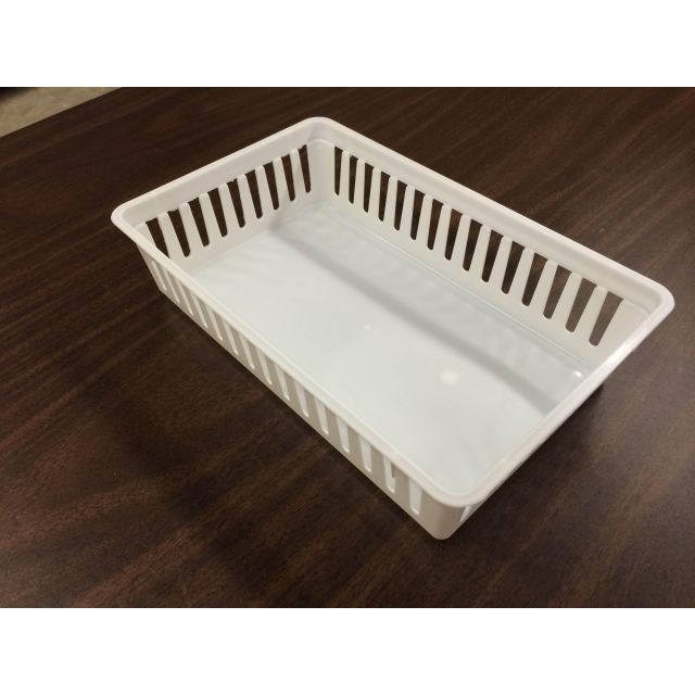 MESH PLASTIC BASKET - 6-1/2 X 10 X 2-1/2 - WHITE - J51310-WH-LRG