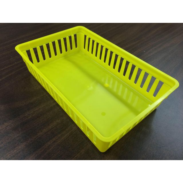 MESH PLASTIC BASKET - 6-1/2 X 10 X 2-1/2 - YELLOW - J51310-YL-LRG