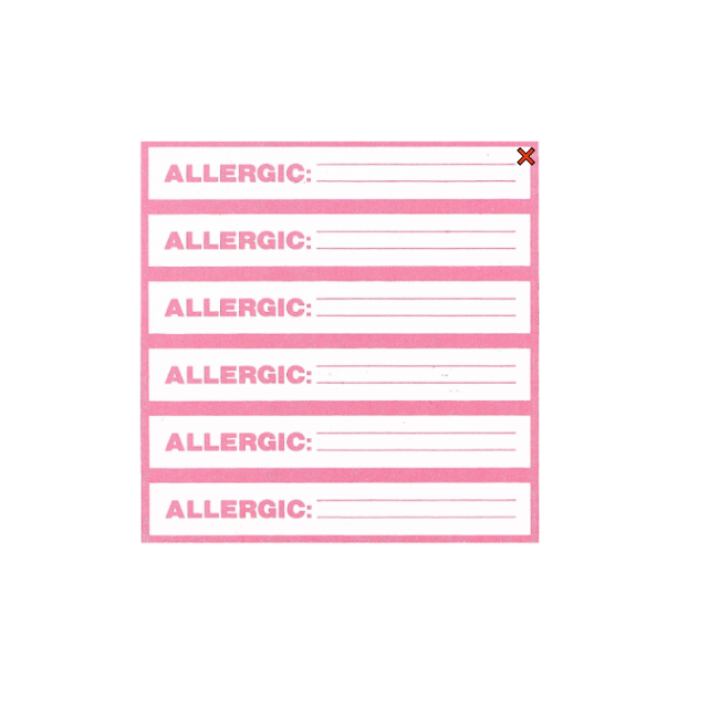 NC3P LABEL ALLERGIC - 1-3/8 X 5-3/8