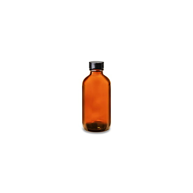 BOSTON ROUND AMBER GLASS BOTTLES 4 OUNCE - 24/CASE