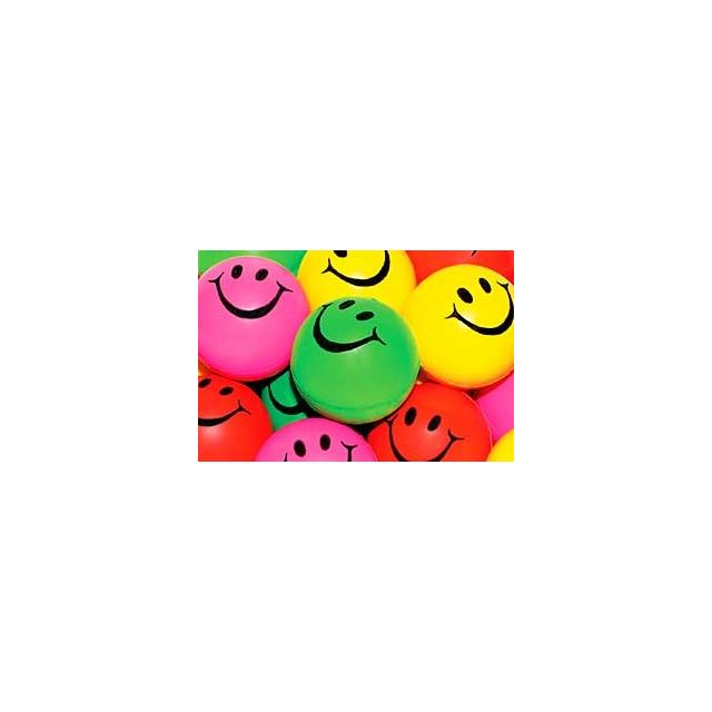 SMILEY 2 1/2 SQUEEZE BALLS ASSORTED COLORS