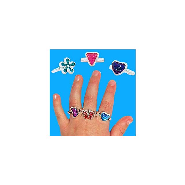 GLITTER SHAPE RINGS TOY JEWELRY