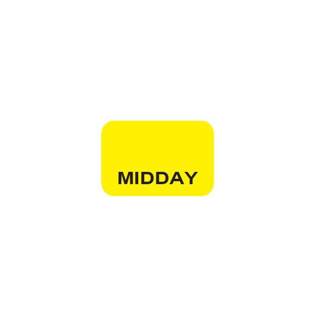 SHEETED LABELS MIDDAY BLACK PRINT ON YELLOW 15 X 1 - 1600/PK - MID-YEL2C