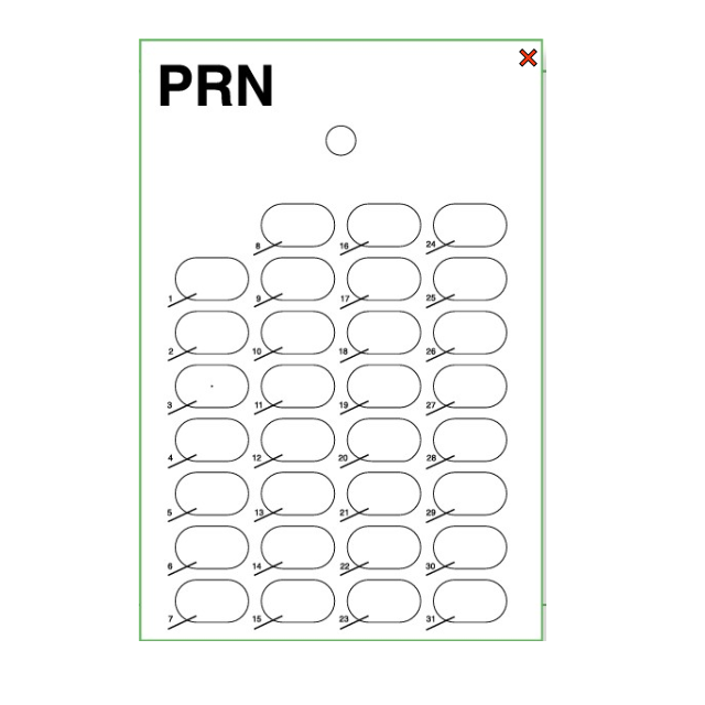 PRN HEAT SEAL - 31 DAY MEALTIME CALANDER CARD