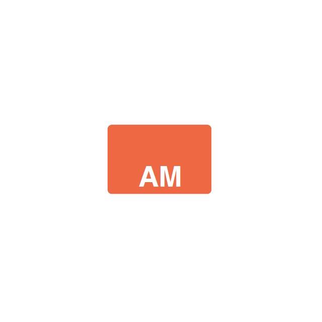AM REVERSE PRINT WHITE ON ORANGE - 125 X 1 - 1000/BOX - MT1.25AM-ORAN1C