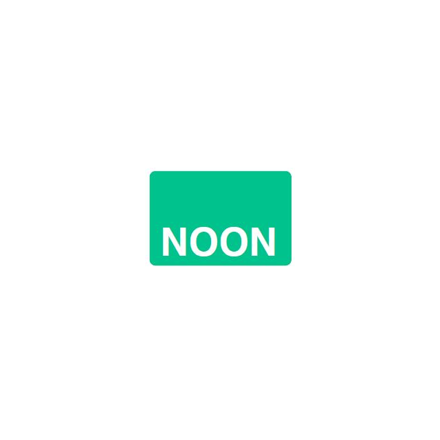 NOON REVERSE PRINT WHITE ON GREEN - 125 X 1 - 1000/BOX - MT1.25NOON-GRN1C