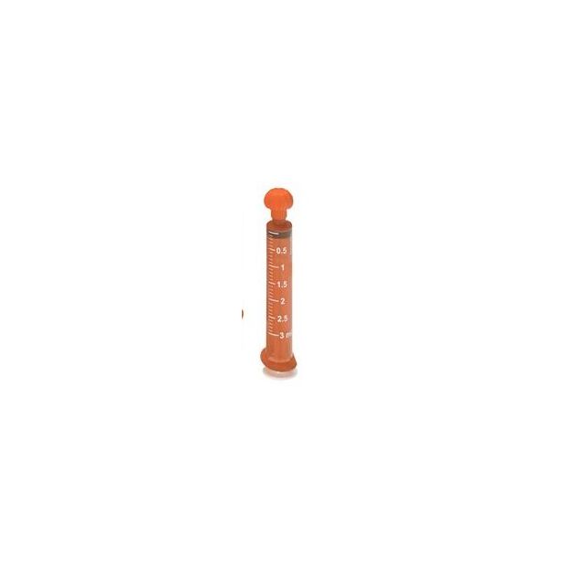 ORAL SYRINGE 3ML- AMBER W/WHITE MARKINGS W/TIP CAP