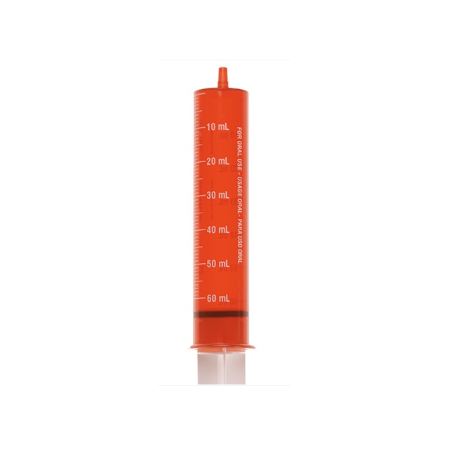 ORAL SYRINGE 60ML- AMBER W/WHITE MARKINGS