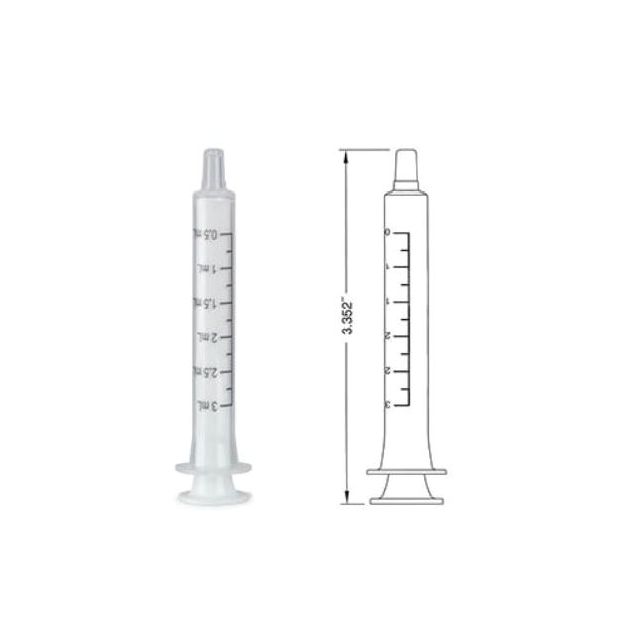 CLEAR ORAL DISPENSER WHITE PLUNGER 3 ML - 100/PACK - ORAL41-3ML