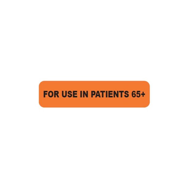 WARNING LABEL - 1-9/16 X 3/8 - FOR USE IN PATIENTS 65+