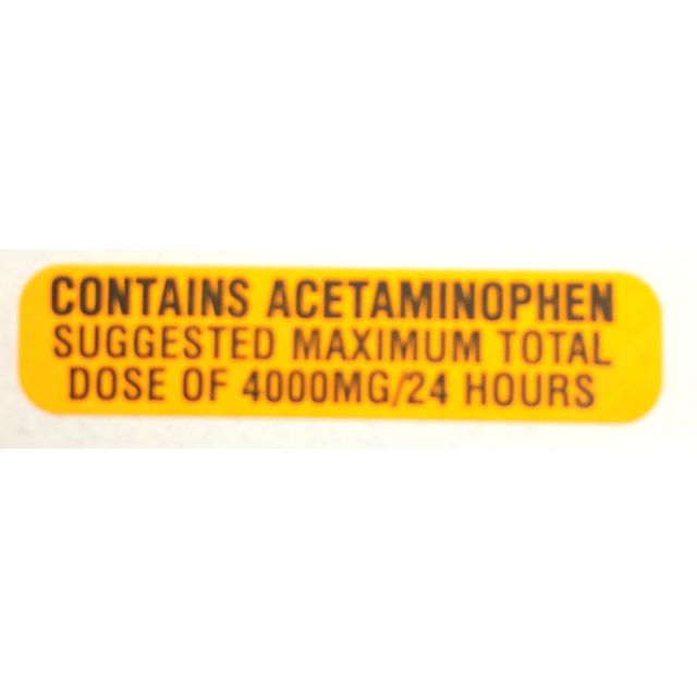 WARNING LABEL - 1-9/16 X 3/8 - CONTAINS ACETAMINOPHEN 4000MG - P-ACE