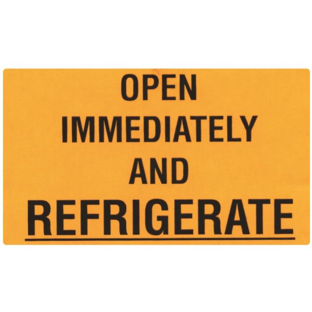 WARNING LABEL - 3 X 5 - OPEN IMMEDIATELY AND REFRIGERATE - P-OPEN