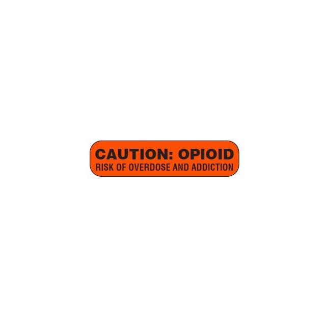 WARNING LABEL - 1-9/16 X 3/8 - CAUTION: OPIOID - P-OPIOID-ORANGE