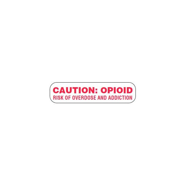 WARNING LABEL - 1-9/16 X 3/8 - CAUTION: OPIOID - P-OPIOID