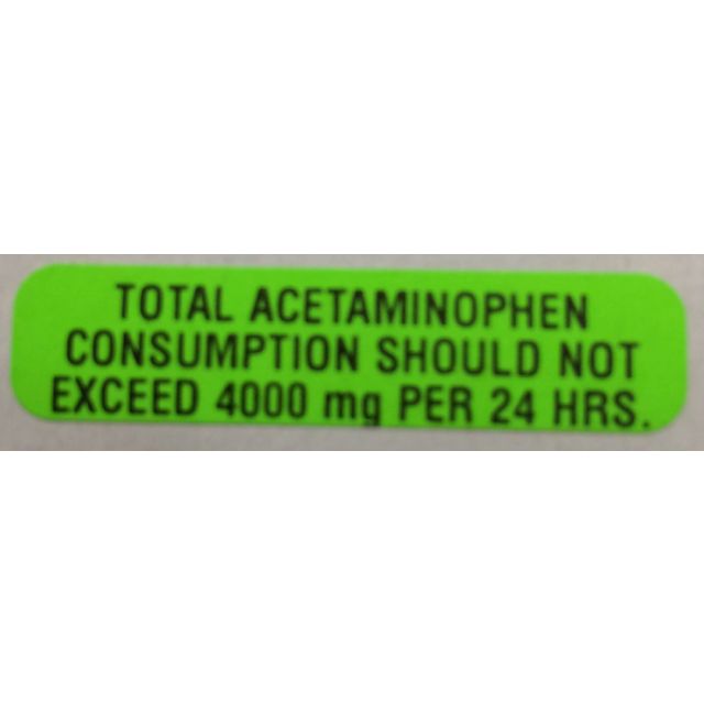 WARNING LABEL - 1-9/16 X 3/8 - TOTAL ACETAMINOPHEN 4000MG - P-TOTAL