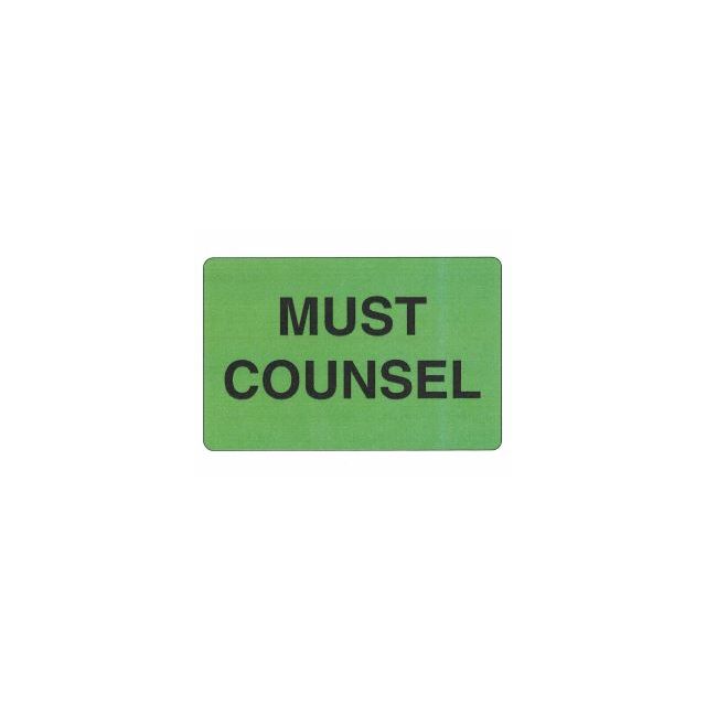 PM-22 LABEL - 2-7/16 X 3-3/4 - MUST COUNSEL