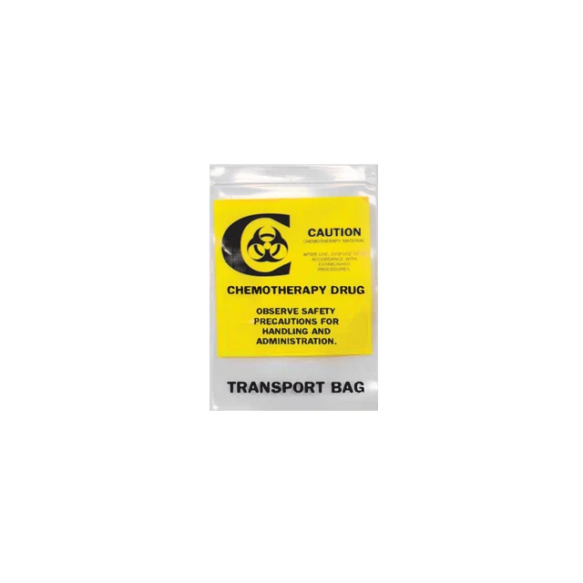 RECLOSABLE ZIP BAG - CHEMOTHERAPY DRUG TRANSPORT - 6 X 9, 4 MIL - 500/CASE - Q134