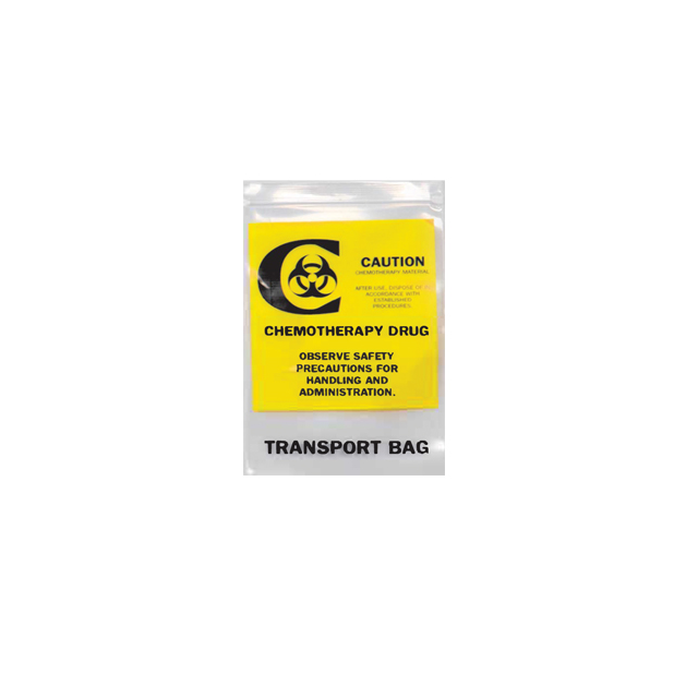 RECLOSABLE ZIP BAG - CHEMOTHERAPY DRUG TRANSPORT - 9 X 12, 4 MIL - 500/CASE - Q455
