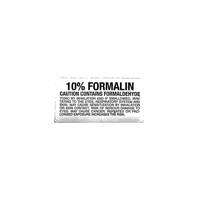 LABEL - 10% FORMALIN CAUTION CONTAINS FORMALDEHYDE - 1 X 2 - SB-381H-J