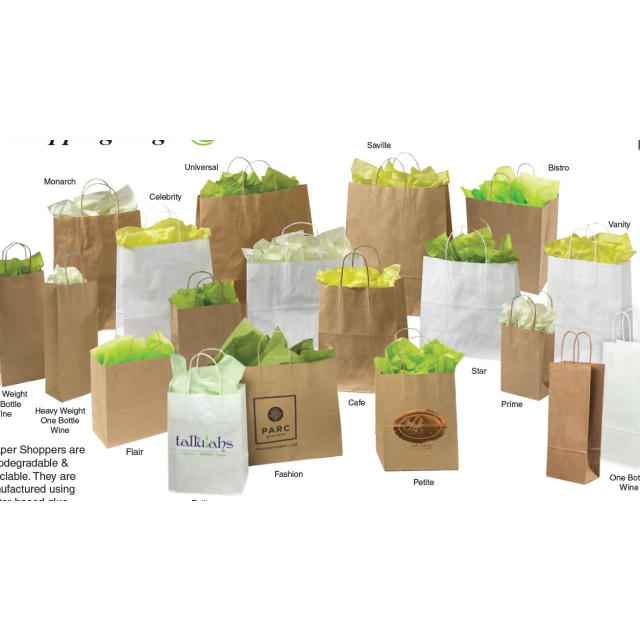 14-1/2X9X16-1/4 NATURAL KRAFT HANDLED SHOPPING BAGS - SH-BINK