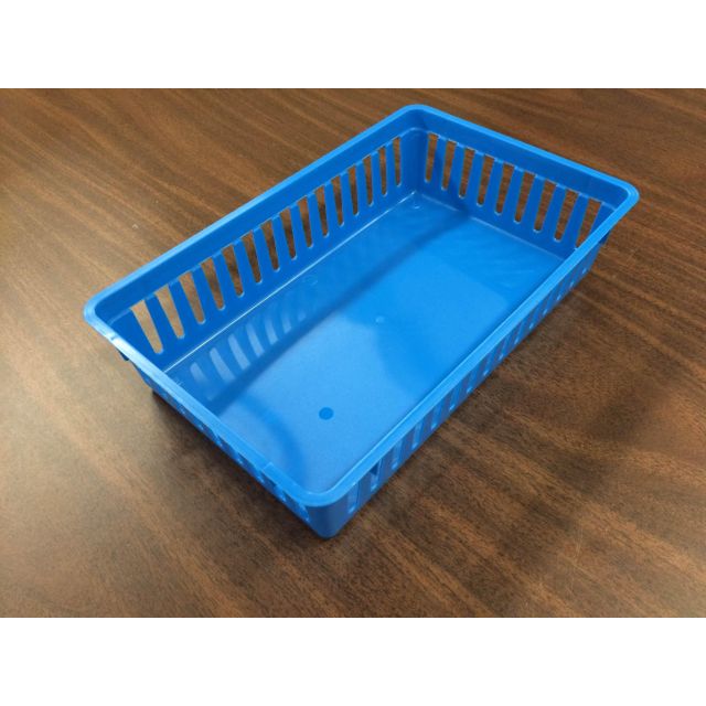 MESH PLASTIC BASKET - 6-1/2 X 10 X 2-1/2 - BLUE - J51310-BL-LRG