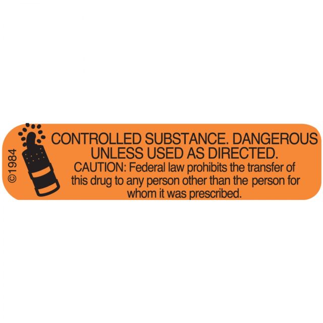 WARNING LABEL 1-9/16 X 3/8 CONTROLLED SUBSTANCE - 1322