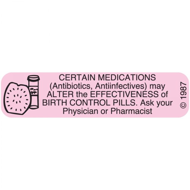 WARNING LABEL 1-9/16 X 3/8 CERTAIN MEDICATIONS - 1360