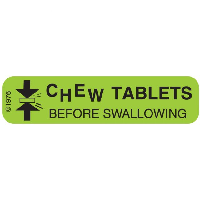 WARNING LABEL 1-9/16 X 3/8 CHEW TABLETS BEFORE SWALLOWING - 158