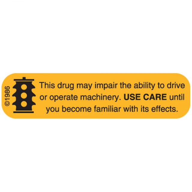 AUXILIARY WARNING LABEL - 1-9/16 X 3/8 THIS DRUG MAY IMPAIR - 16W