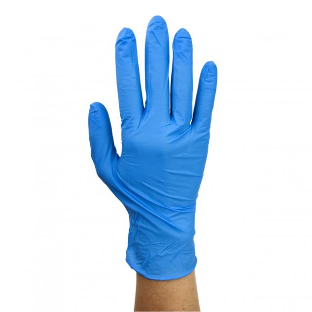 SAFE-TOUCH BLUE NITRILE EXAM GLOVES - SMALL - - DX2511