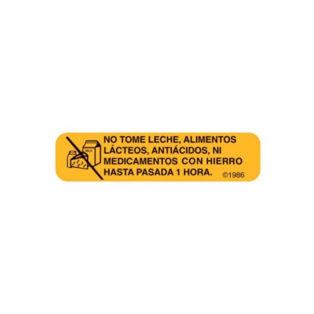 SPANISH VERSION WARNING LABEL 1-9/16 X 3/8 DO NOT TAKE DAIRY - HX4