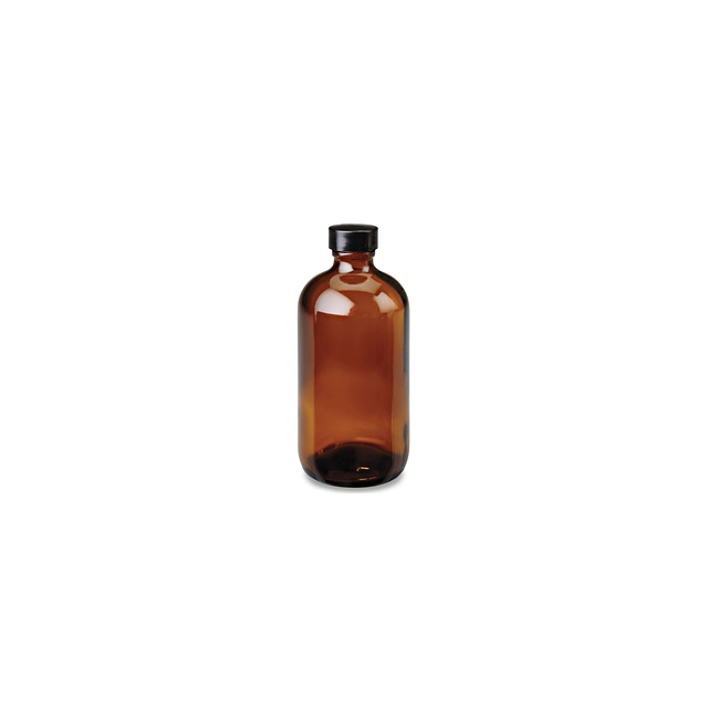 BOSTON ROUND AMBER GLASS BOTTLES  8 OUNCE 12/CASE - JS15650