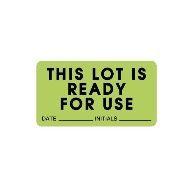 LABEL; THIS LOT IS READY FOR USE 3" X 1 5/8" - LR143