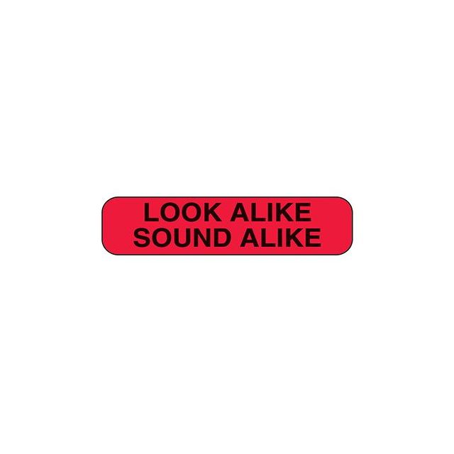 WARNING LABEL 1-9/16 X 3/8 - LOOK ALIKE SOUND ALIKE - P-ALIKE