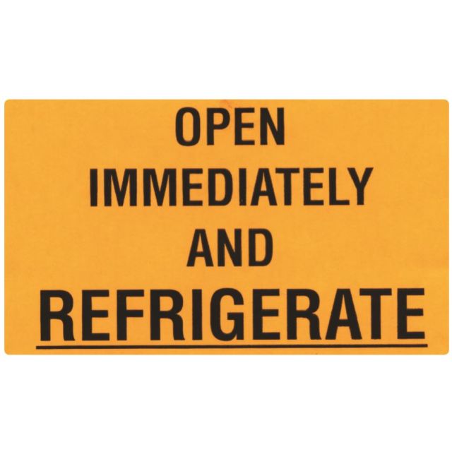 WARNING LABEL 3 X 5 - OPEN IMMEDIATELY AND REFRIGERATE - P-OPEN