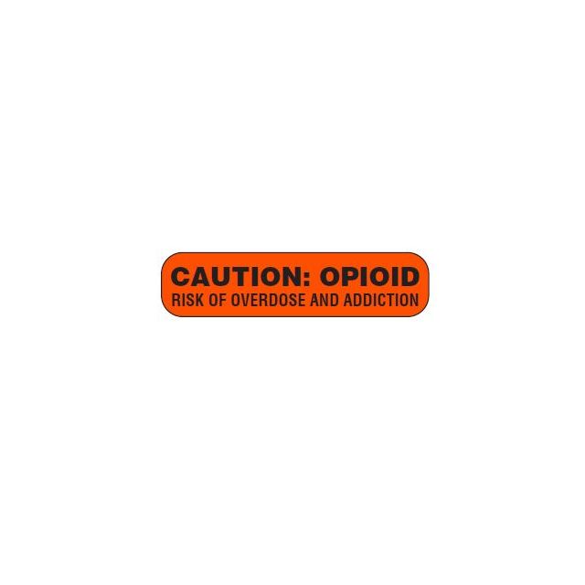 WARNING LABEL 1-9/16 X 3/8 - CAUTION OPIOID - P-OPIOID-ORANGE