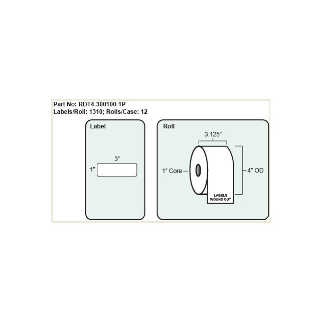 RDT4-300100-1P LABEL DIRECT THERMAL 3 X 1 - RDT4311P